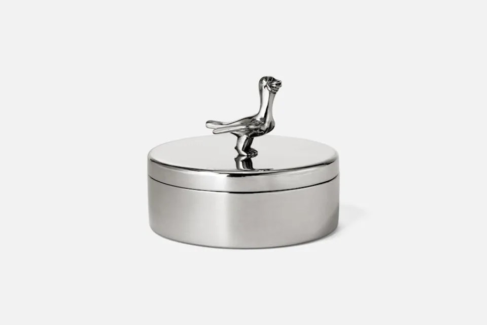 Dekorationsdetaljer|Tenndekorationer*Svenskt Tenn Burk med Fågel