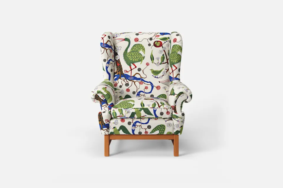 Fåtöljer*Ragnar Helsén Fåtölj 3543 Oxford Gröna Fåglar, Multi