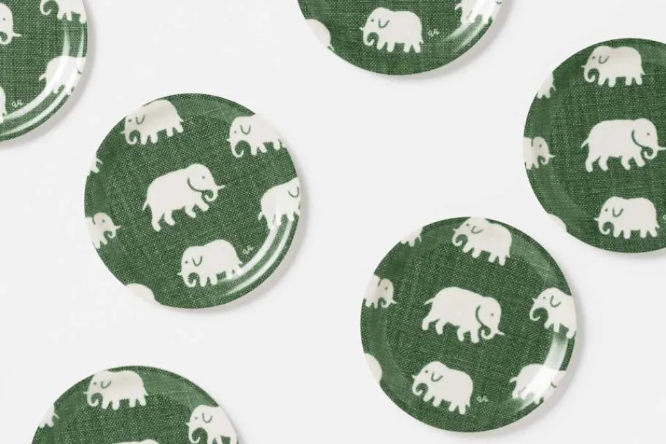 Underlägg & Tabletter*Estrid Ericson/Svenskt Tenn Glasunderlägg Elefant Grön