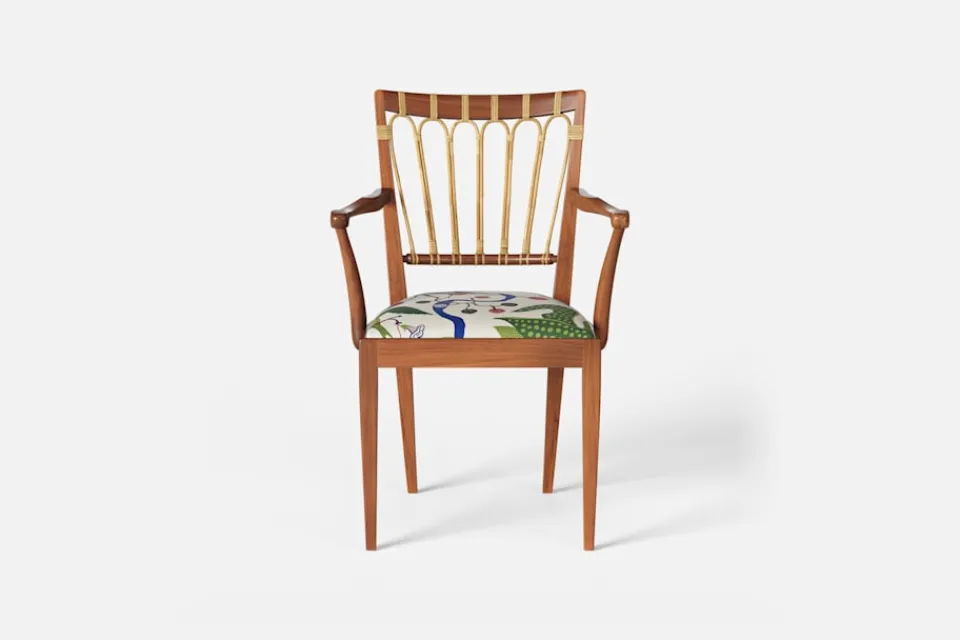 Karmstolar*Josef Frank Karmstol 1165 Mahogny Rotting, Gröna Fåglar, Multi