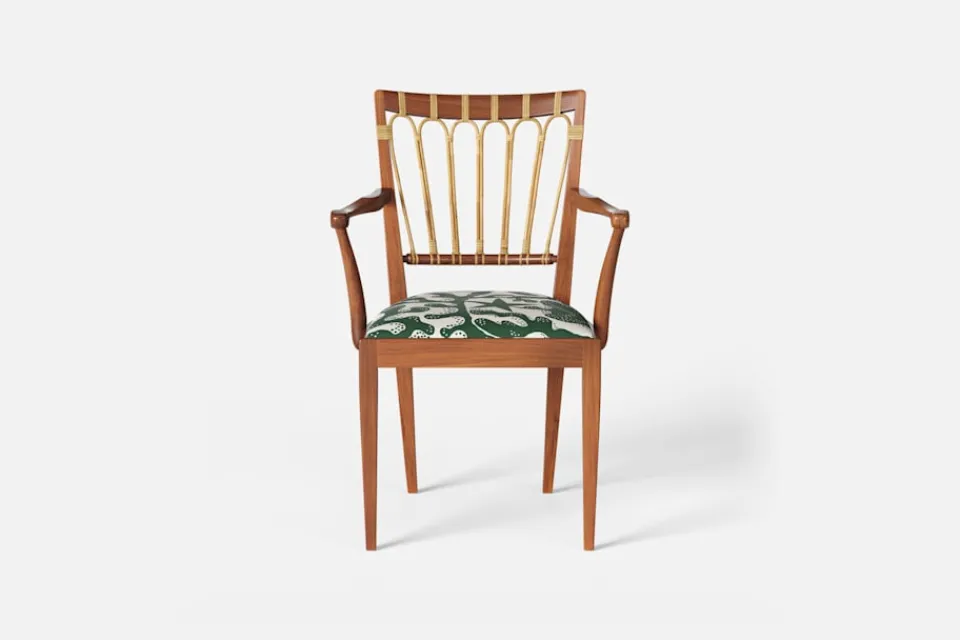 Karmstolar*Josef Frank Karmstol 1165 Mahogny Rotting, Aristidia, Grön