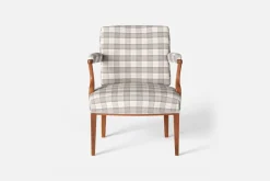 Karmstolar*Josef Frank Karmstol 969 Kederband Sitthöjd 43 cm Gripsholmsruta, Grå