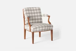 Karmstolar*Josef Frank Karmstol 969 Kederband Sitthöjd 43 cm Gripsholmsruta, Grå