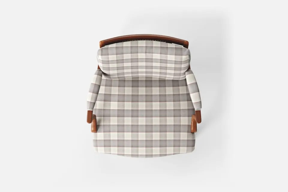 Karmstolar*Josef Frank Karmstol 969 Kederband Sitthöjd 43 cm Gripsholmsruta, Grå