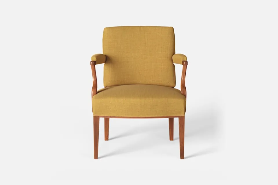 Karmstolar*Josef Frank Karmstol 969 Kederband Sitthöjd 43 cm Möbellin, Bärnsten