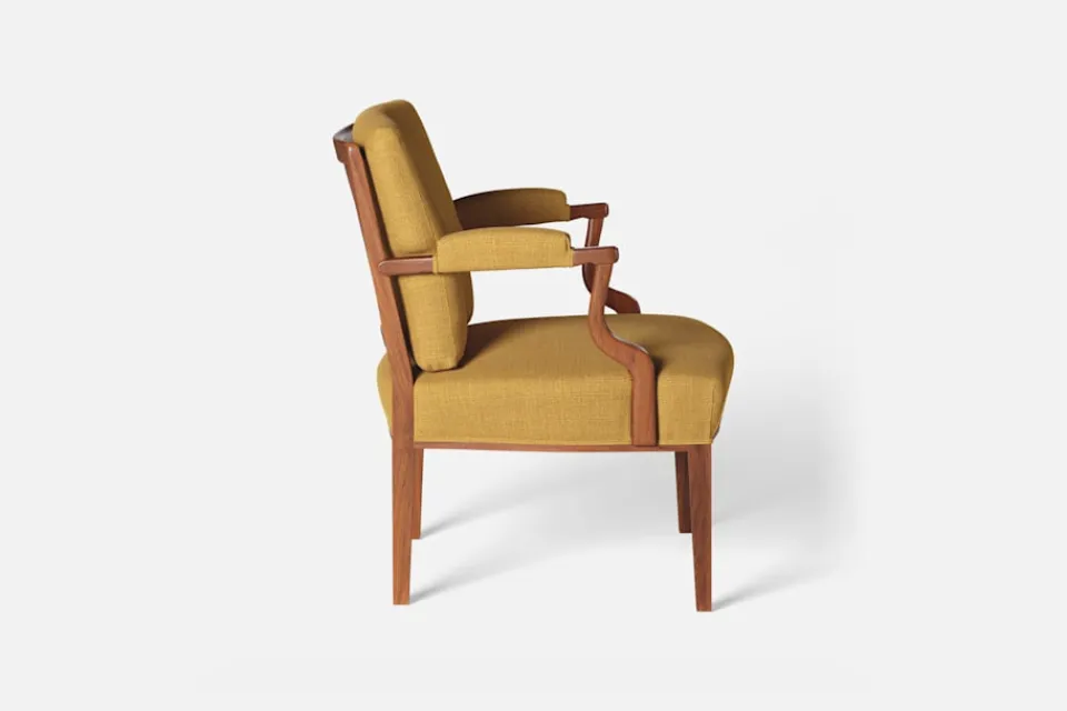 Karmstolar*Josef Frank Karmstol 969 Kederband Sitthöjd 43 cm Möbellin, Bärnsten