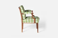 Fåtöljer|Karmstolar*Josef Frank Karmstol 969 Kederband Sitthöjd 47 cm Gripsholmsruta, Grön