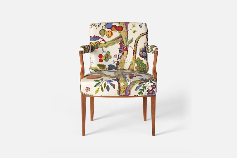 Fåtöljer|Karmstolar*Josef Frank Karmstol 969 Kederband Sitthöjd 47 cm Vegetable Tree, Multi