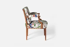 Fåtöljer|Karmstolar*Josef Frank Karmstol 969 Kederband Sitthöjd 47 cm Gröna Fåglar, Multi