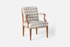 Fåtöljer|Karmstolar*Josef Frank Karmstol 969 Kederband Sitthöjd 47 cm Gripsholmsruta, Grå