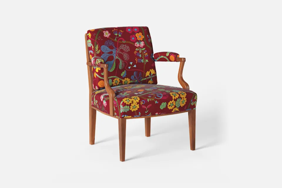 Karmstolar*Josef Frank Karmstol 969 Kederband Sitthöjd 43 cm Baranquilla, Vinröd