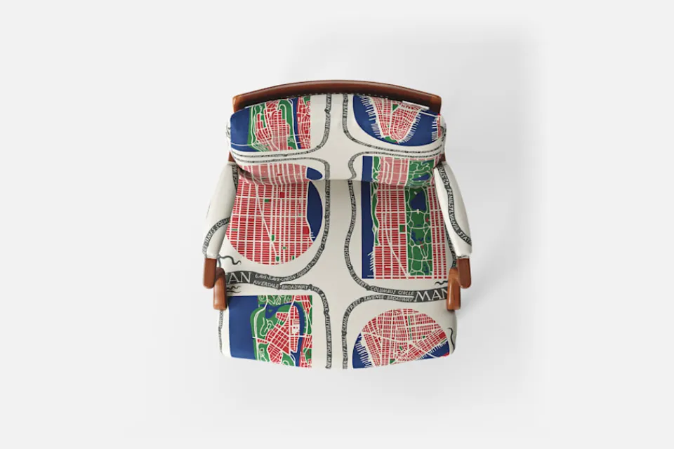 Fåtöljer|Karmstolar*Josef Frank Karmstol 969 Kederband Sitthöjd 47 cm Manhattan, Multi