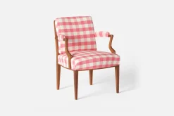 Fåtöljer|Karmstolar*Josef Frank Karmstol 969 Kederband Sitthöjd 47 cm Gripsholmsruta, Rosa