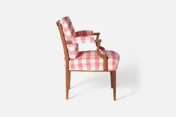 Fåtöljer|Karmstolar*Josef Frank Karmstol 969 Kederband Sitthöjd 47 cm Gripsholmsruta, Rosa