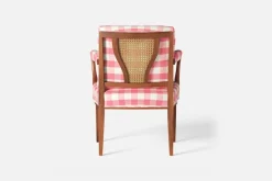 Fåtöljer|Karmstolar*Josef Frank Karmstol 969 Kederband Sitthöjd 47 cm Gripsholmsruta, Rosa