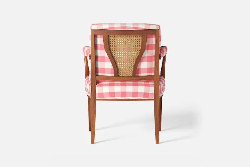 Fåtöljer|Karmstolar*Josef Frank Karmstol 969 Kederband Sitthöjd 47 cm Gripsholmsruta, Rosa