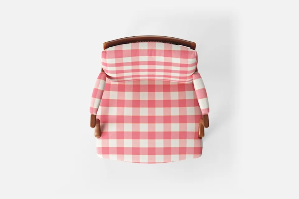 Fåtöljer|Karmstolar*Josef Frank Karmstol 969 Kederband Sitthöjd 47 cm Gripsholmsruta, Rosa