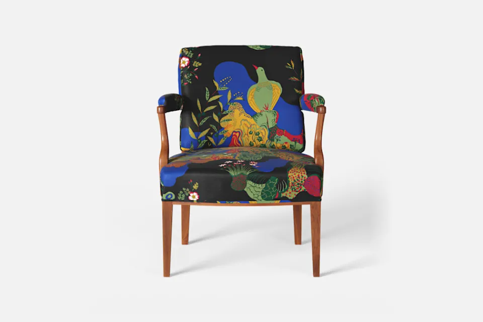 Karmstolar*Josef Frank Karmstol 969 Kederband Sitthöjd 43 cm Anakreon, Svart