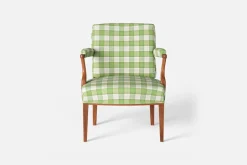 Karmstolar*Josef Frank Karmstol 969 Kederband Sitthöjd 43 cm Gripsholmsruta, Grön