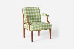 Karmstolar*Josef Frank Karmstol 969 Kederband Sitthöjd 43 cm Gripsholmsruta, Grön