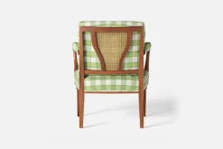 Karmstolar*Josef Frank Karmstol 969 Kederband Sitthöjd 43 cm Gripsholmsruta, Grön