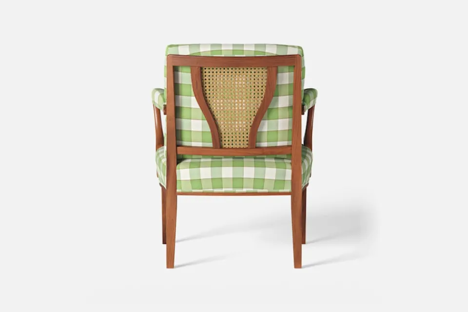 Karmstolar*Josef Frank Karmstol 969 Kederband Sitthöjd 43 cm Gripsholmsruta, Grön