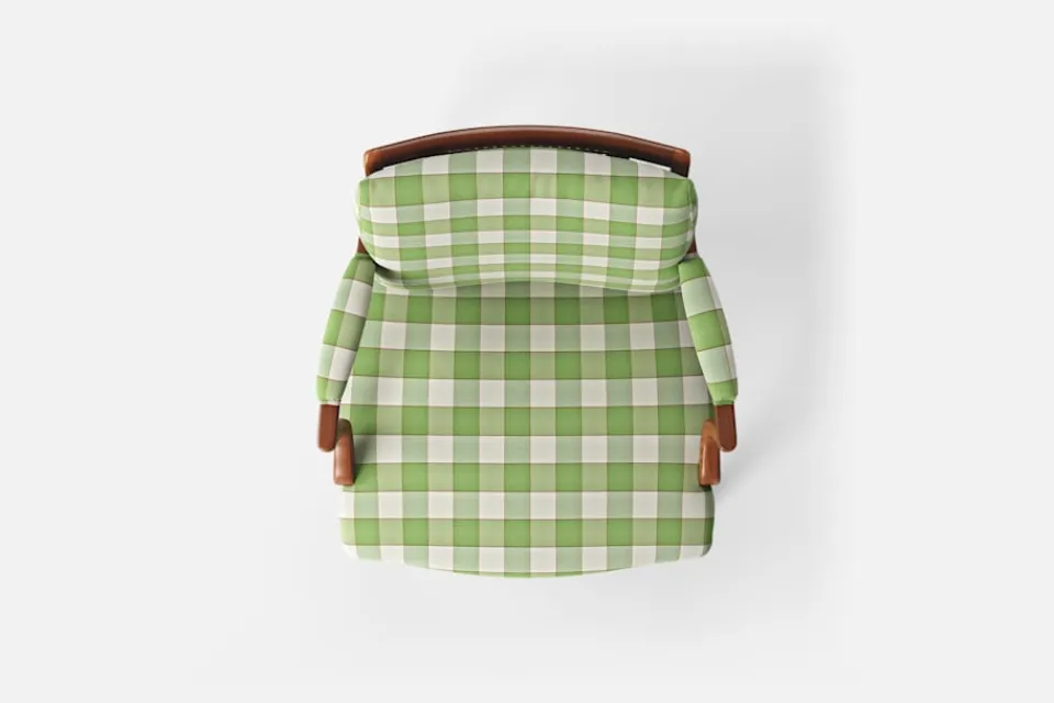 Karmstolar*Josef Frank Karmstol 969 Kederband Sitthöjd 43 cm Gripsholmsruta, Grön