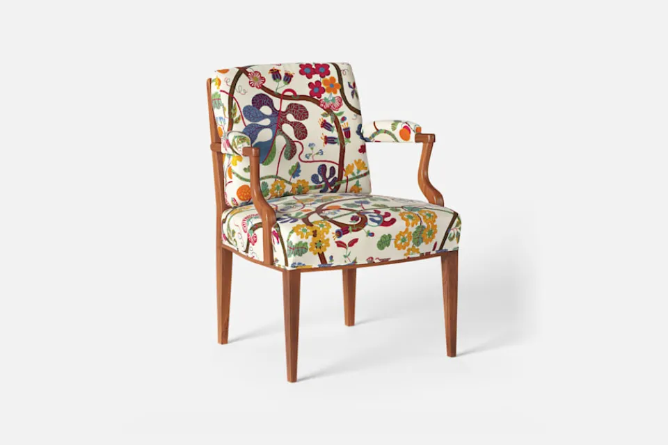 Fåtöljer|Karmstolar*Josef Frank Karmstol 969 Kederband Sitthöjd 47 cm Baranquilla, Vit