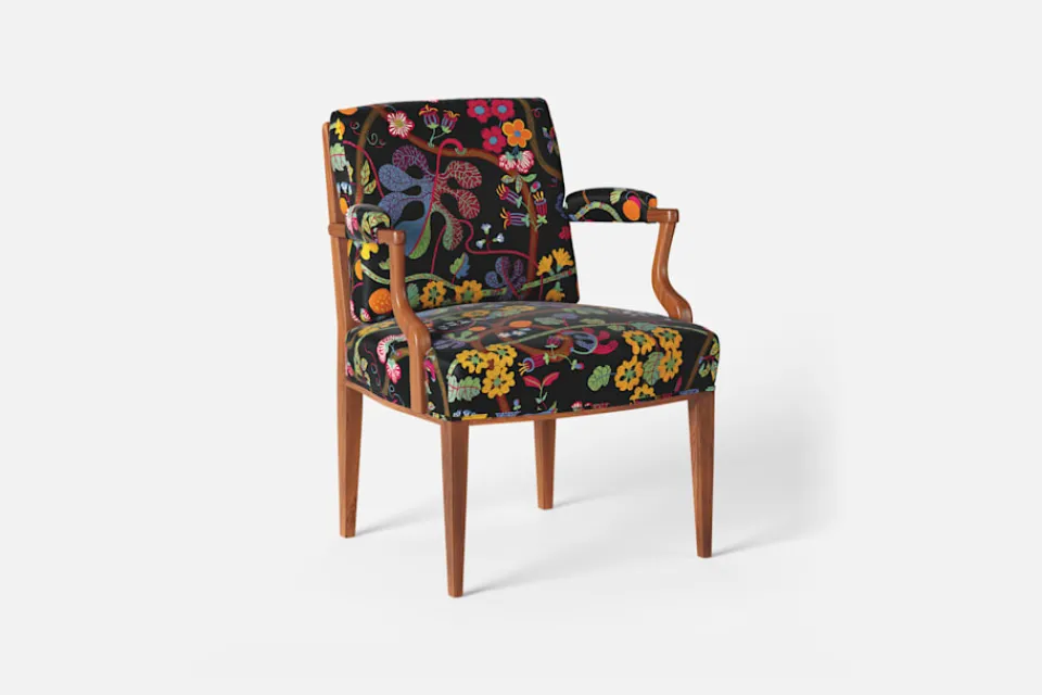Fåtöljer|Karmstolar*Josef Frank Karmstol 969 Kederband Sitthöjd 47 cm Baranquilla, Svart