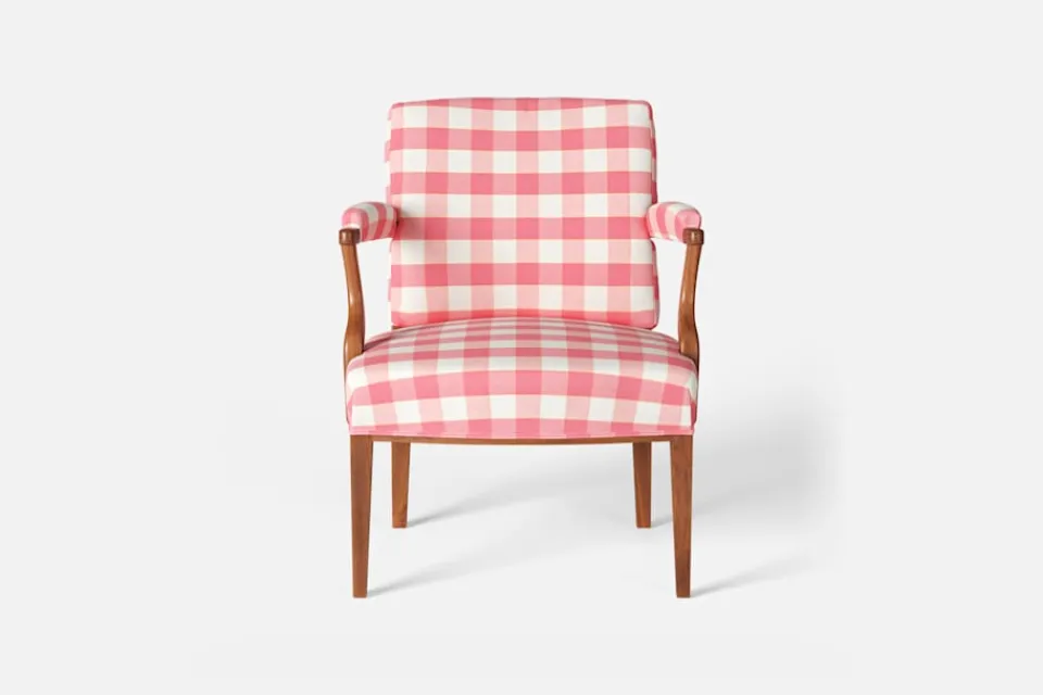 Karmstolar*Josef Frank Karmstol 969 Kederband Sitthöjd 43 cm Gripsholmsruta, Grön