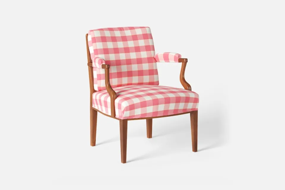 Karmstolar*Josef Frank Karmstol 969 Kederband Sitthöjd 43 cm Gripsholmsruta, Grön