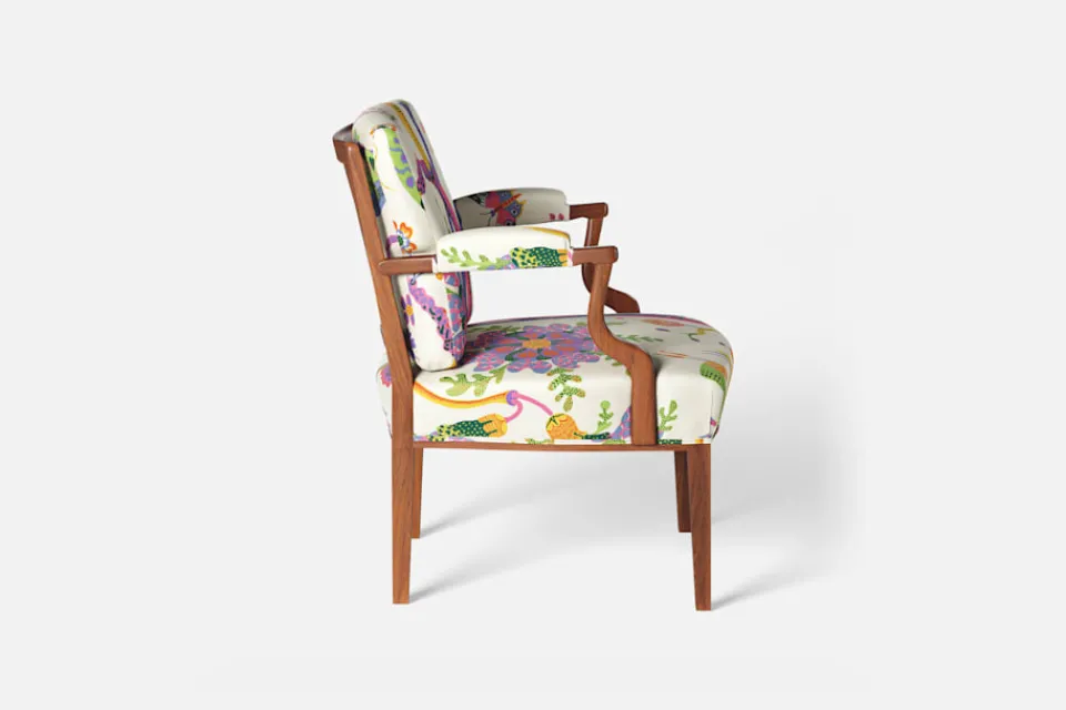 Karmstolar*Josef Frank Karmstol 969 Kederband Sitthöjd 43 cm Hawai, Vit