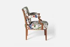 Karmstolar*Josef Frank Karmstol 969 Kederband Sitthöjd 43 cm Gröna Fåglar, Multi