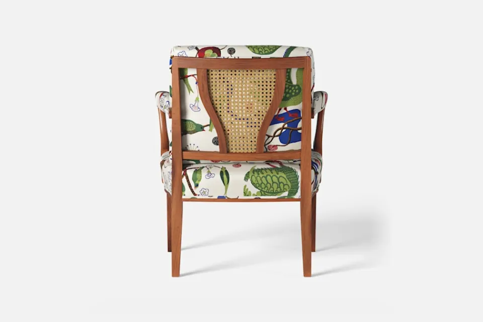 Karmstolar*Josef Frank Karmstol 969 Kederband Sitthöjd 43 cm Gröna Fåglar, Multi