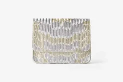 Väskor*Sophia 203 Kuvertväska Fjädrar Guld och Silver