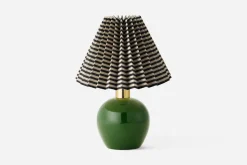 Lampskärmar*Helene Blanche Svenskt Tenn Lampskärm Plisserad Bomull Lin, Moiré Stripe, Ebony