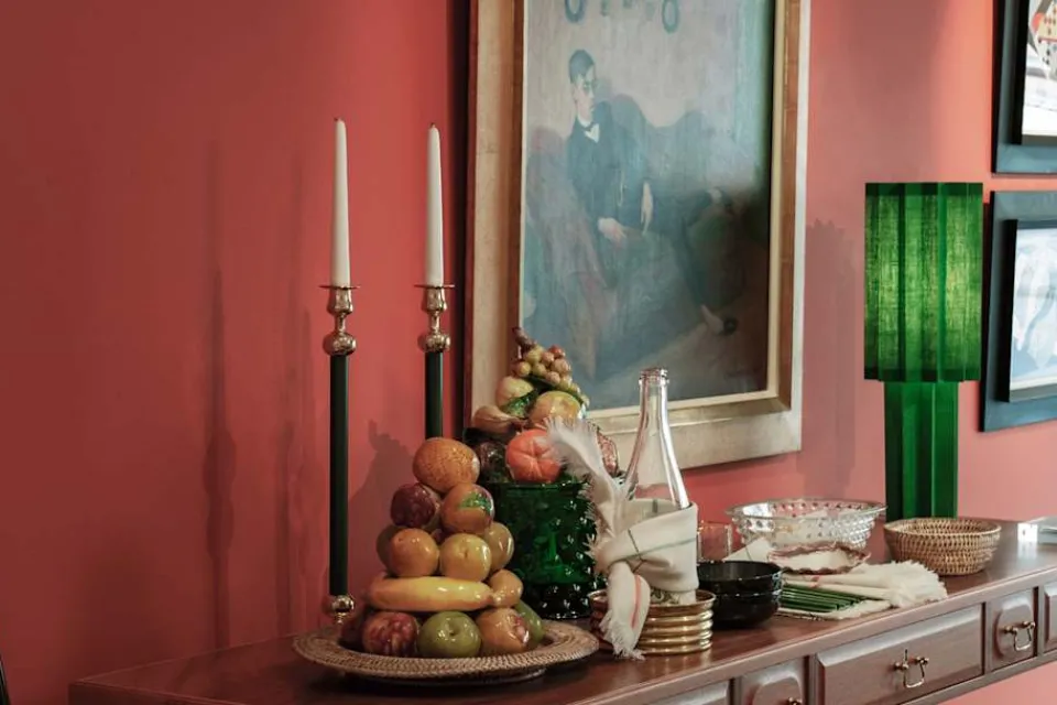 Ljusstakar & Ljuslyktor*Josef Frank Ljusstake Pelare Mässing, Grön