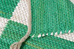 Mattor*Margit Thorén Matta Dubbelbindning Schackruta Grön Vit I