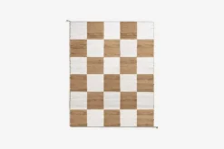 Mattor*Margit Thorén Matta Dubbelbindning Schackruta Ljusbrun Vit