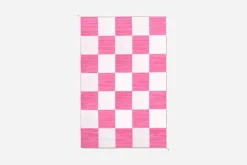 Mattor*Margit Thorén Matta Dubbelbindning Schackruta Rosa Vit