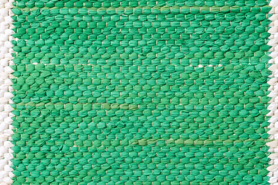 Mattor*Margit Thorén Matta Dubbelbindning Schackruta Grön Vit I