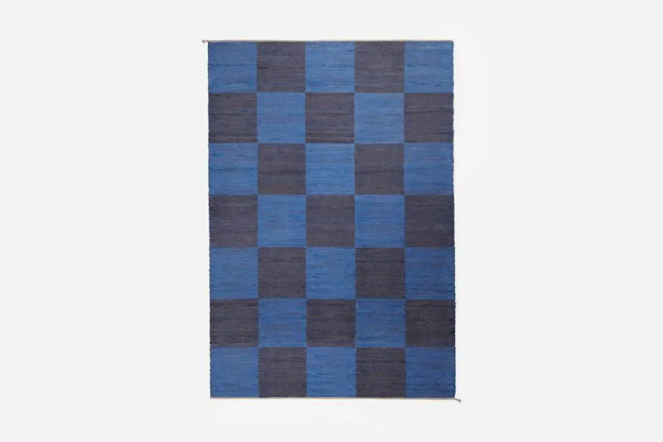 Mattor*Margit Thorén Matta Dubbelbindning Schackruta Blå Blå