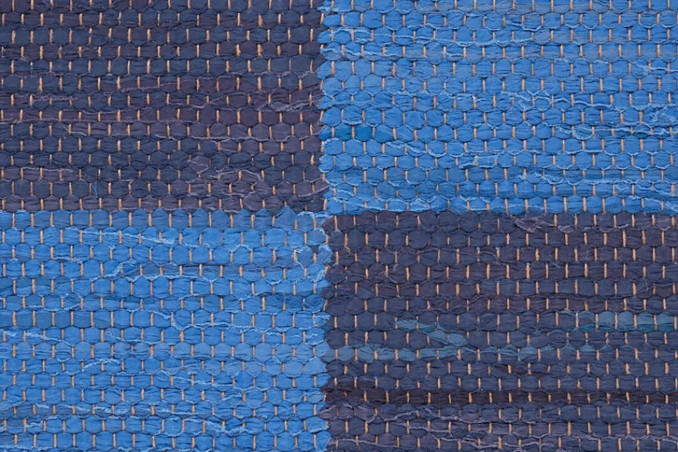 Mattor*Margit Thorén Matta Dubbelbindning Schackruta Blå Blå