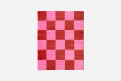 Mattor*Margit Thorén Matta Dubbelbindning Schackruta Rosa Röd