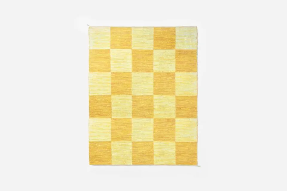 Mattor*Margit Thorén Matta Dubbelbindning Schackruta Gul Gul