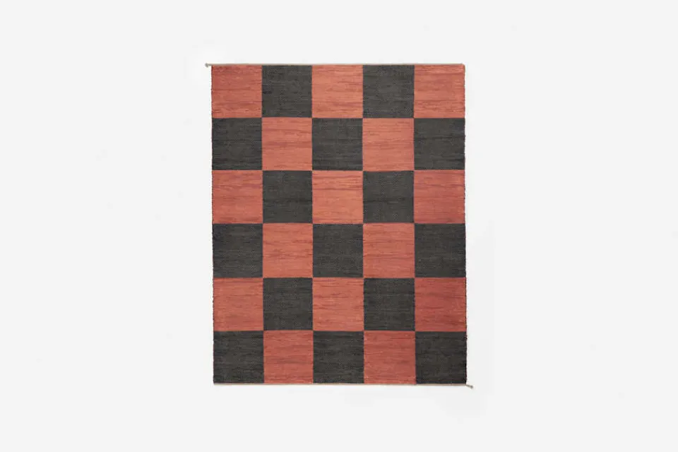 Mattor*Margit Thorén Matta Dubbelbindning Schackruta Brun Brunsvart