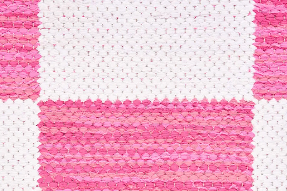 Mattor*Margit Thorén Matta Dubbelbindning Schackruta Rosa Vit