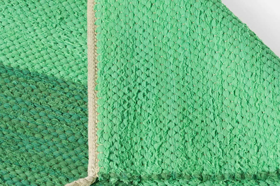 Mattor*Margit Thorén Matta Dubbelbindning Schackruta Grön Grön II