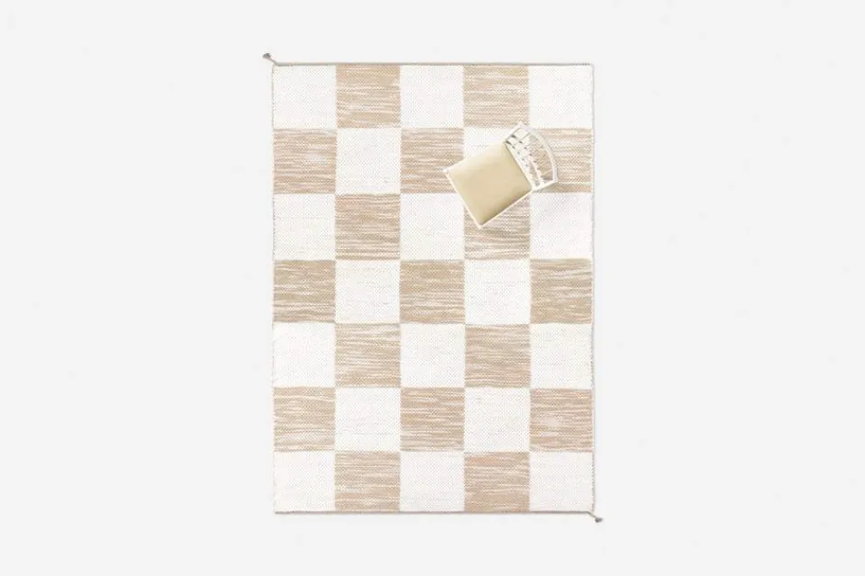 Mattor*Margit Thorén Matta Dubbelbindning Schackruta Beige Vit