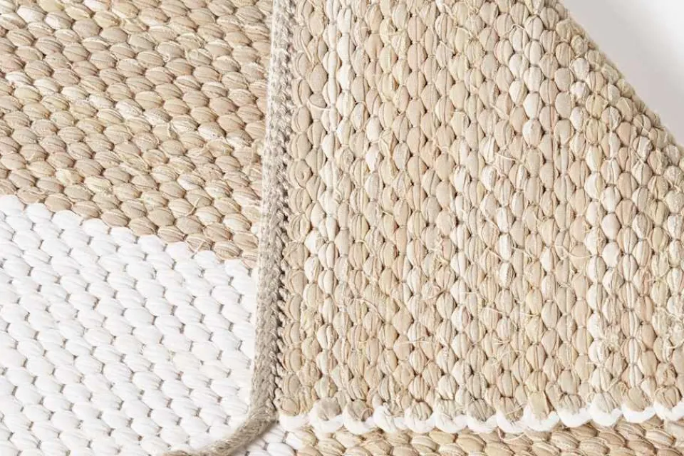 Mattor*Margit Thorén Matta Dubbelbindning Schackruta Beige Vit